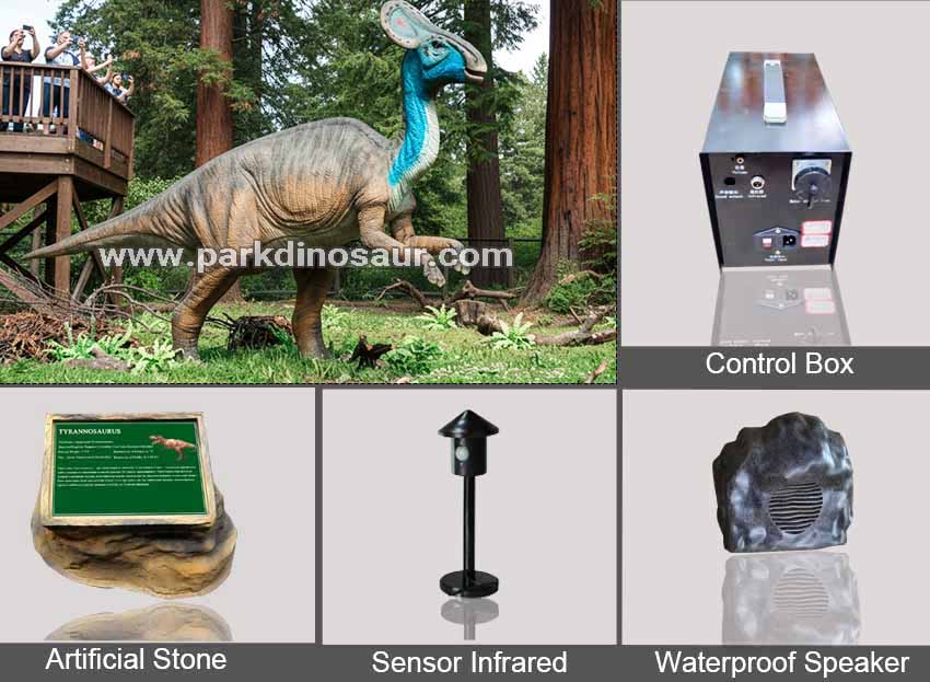 Een bedrijf dat hoogwaardige animatronische dinosaurussen levert, biedt interactieve dinosaurus-tentoonstellingen en Olorotitan-accessoires aan.