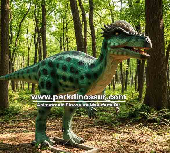 Estátua interativa de dinossauro Paquicefalossauro com movimentos acionados por sensores - para floresta