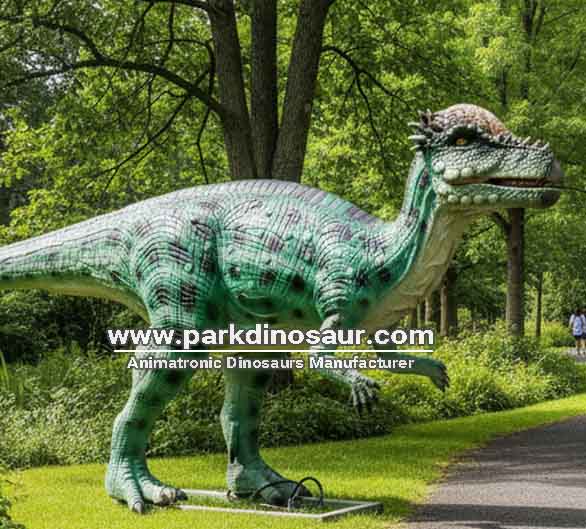 Estátua interativa de dinossauro Paquicefalossauro com movimentos acionados por sensores - para parques