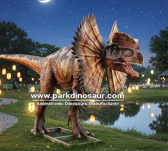 Dinossauros Jurássicos: Modelo Animatrônico Realista de Dilofossauro -01