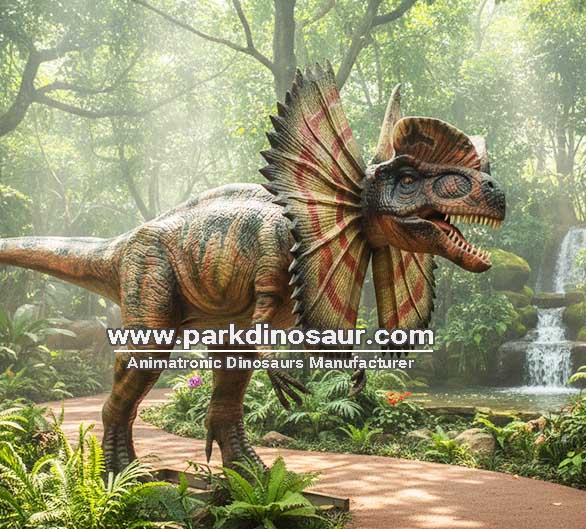 Dinossauros Jurássicos: Modelo Animatrônico Realista de Dilofossauro -03