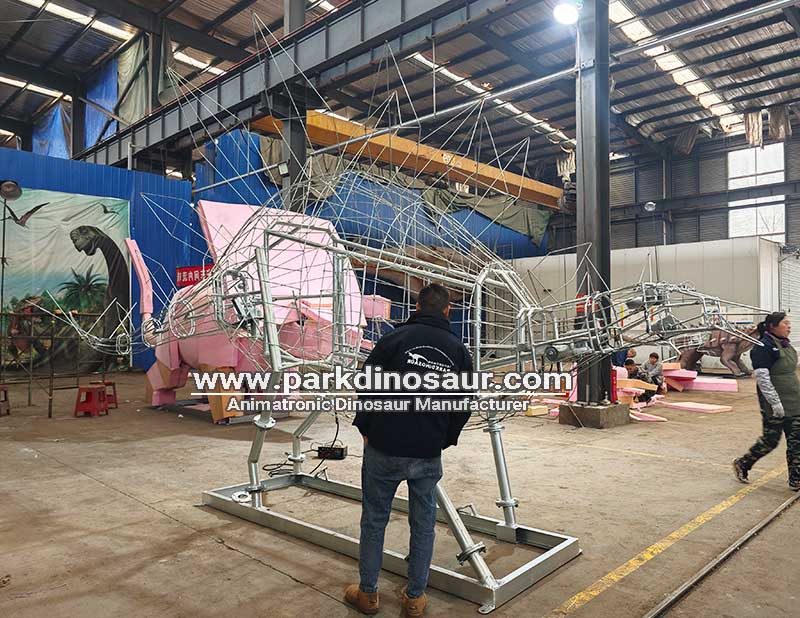 Animatronic dinosaur Stegosaurus production-inside steel
