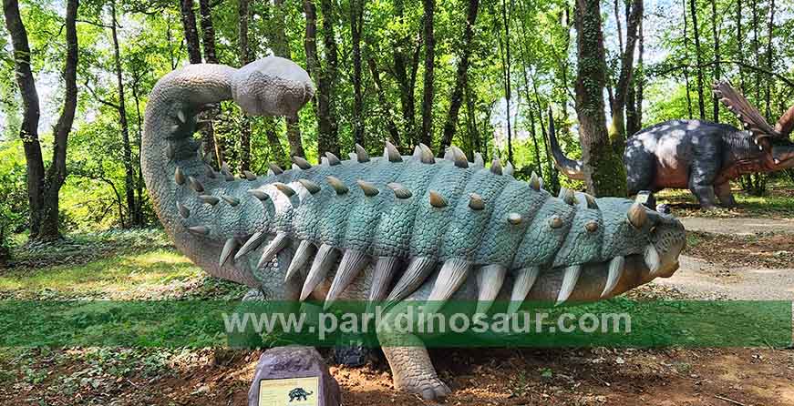 Ankylosaurus model installed beside the visitor route in Lugo