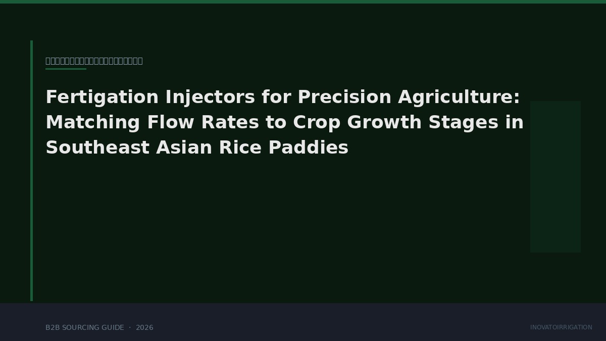 Fertigation Injectors for Precision Agriculture: Matching Flow Rates to Crop Growth Stages in Southeast Asian Rice Paddies
