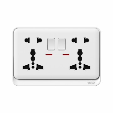 Double 5Pin MF Switched Socket With Light