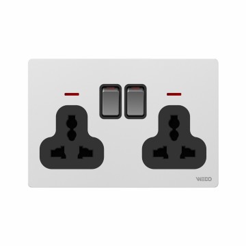 Double 3Pin Switched Socket With Light