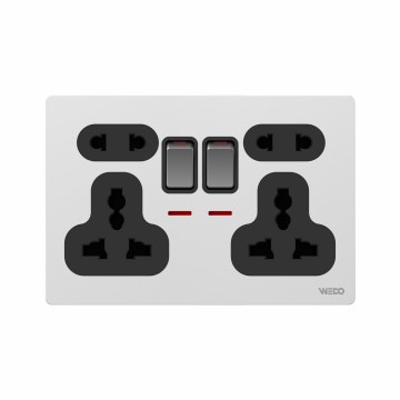 Double 5Pin MF Switched Socket With Light