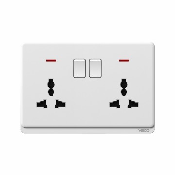 Double 3Pin Switched Socket With Light