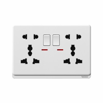 Double 5Pin MF Switched Socket With Light