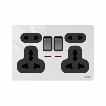 Double 5Pin MF Switched Socket With Light