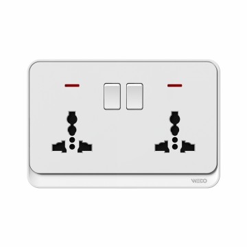 Double 3Pin Switched Socket With Light