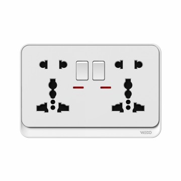 Double 5Pin MF Switched Socket With Light