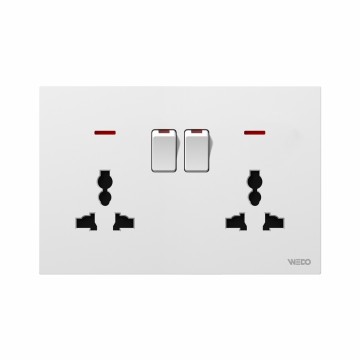 Double 3Pin Switched Socket With Light