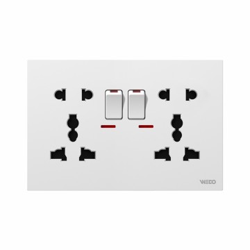 Double 5Pin MF Switched Socket With Light
