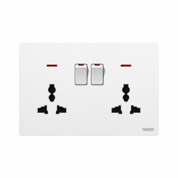 Double 3Pin Switched Socket With Light