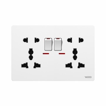 Double 5Pin MF Switched Socket With Light