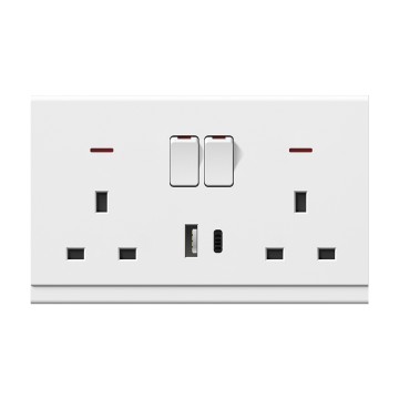A20 Double 13A switch socket +TypeA+C(single pole)Double13A switch socket +TypeA+C (double pole)