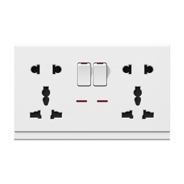A20 Double 5 pin MF switched socket with neon