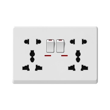 A17 Double 5pin MF switched socket with neon