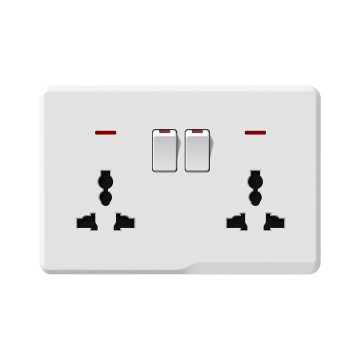 A18 Double universal switch socket with neon