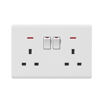 A14series Double 13A switch socket with neon(single pole)/Double 13A switch socket with neon(double pole)