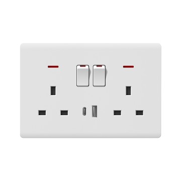 A14series Double 13A switch socket +TypeA+C(single pole)/Double 13A switch socket +TypeA+C(double pole)