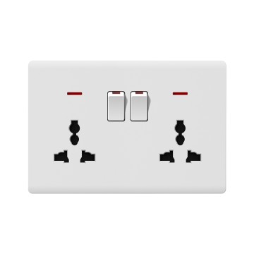 A14series Double universal switch socketwith neon