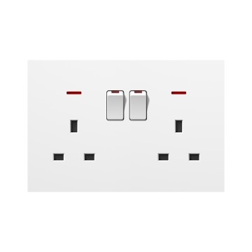 A10 Square Double 13A switch socket with neon(single pole)/Double 13A switch socket with neon(double pole)