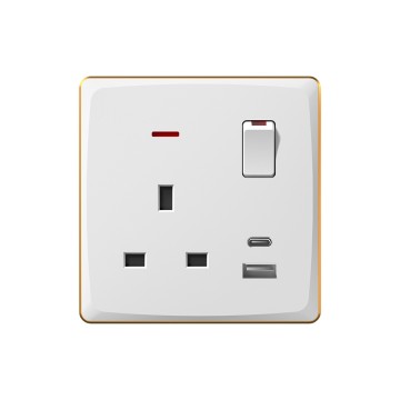A21 13A switch socket+TypeA+C with neon (single pole)/13A switch socket+TypeA+C with neon (double pole)