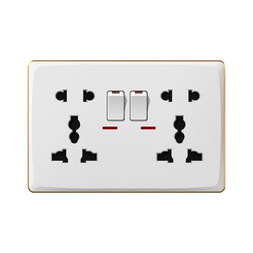 A21 Double 5 pin MF switched socketwith neon