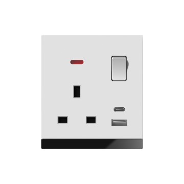 A8 13A Switch socket+TypeA+C with neon