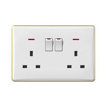 A15 series Double 13A switch socket with neon(single pole)/Double 13A switch socket with neon(double pole）