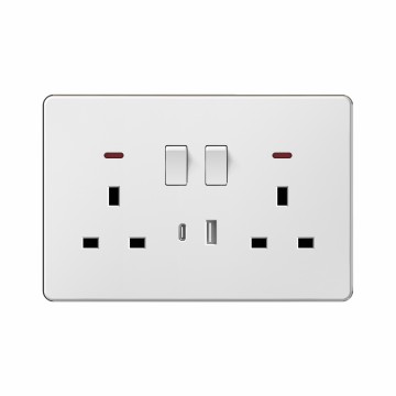 A12 Double 13A switch socket +TypeA+C(single pole)/Double 13A switch socket +TypeA+C (double pole)