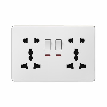 A12 Double 5 pin MF switched socket with neon