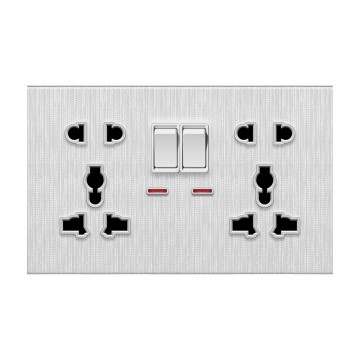 A19 Double 5 pin MF switched socket with neon