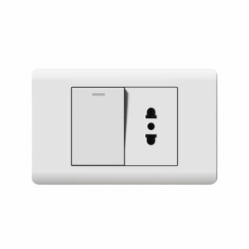 A10 series 1Gang1Way Switch With Flat 2 Socket With Ground/1Gang2Way Switch With Flat 2 Socket With Ground