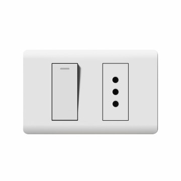 A10 series 1Gang1Way Switch With Italian Round Socket With Ground/1Gang2Way Switch With Italian Round Socket With Ground