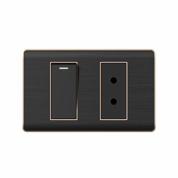 A20 series 1Gang1Way Switch With Italian Round Socket/1Gang2Way Switch With Italian Round Socket