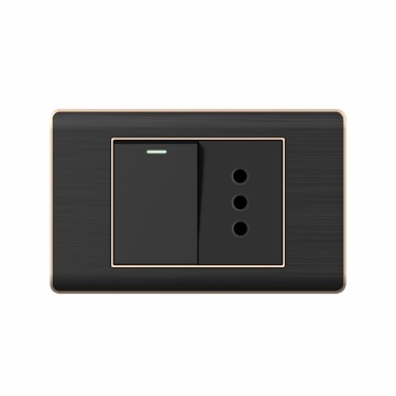 A20 series 1Gang1Way Switch With Italian Round Socket With Ground/1Gang2Way Switch With Italian Round Socket With Ground