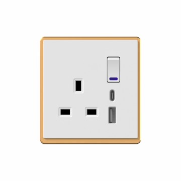 H1 13A switch socket+TypeA+C with neon