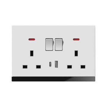 A8 2*13A Switch socket+TypeA+C with neon