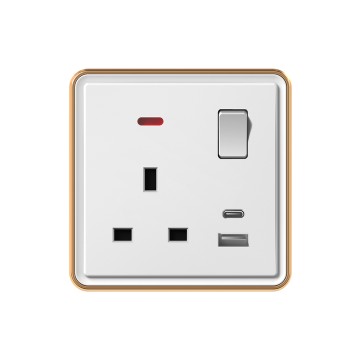 X10 13A switch socket+TypeA+C with neon