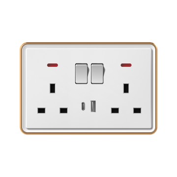 X10 2*13A switch socket+Type A+C