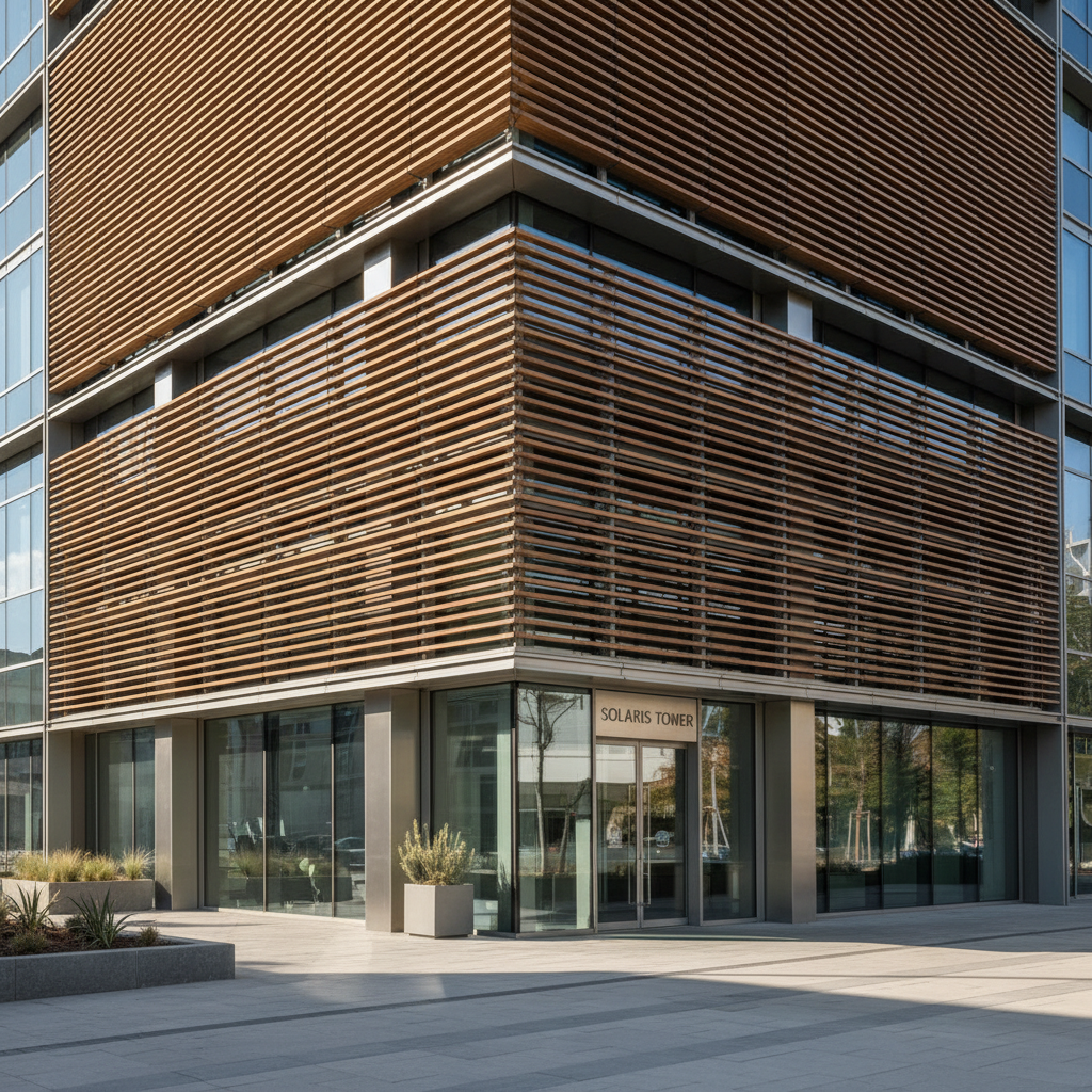 Wpc Louver Panels For Commercial Facade Cladding