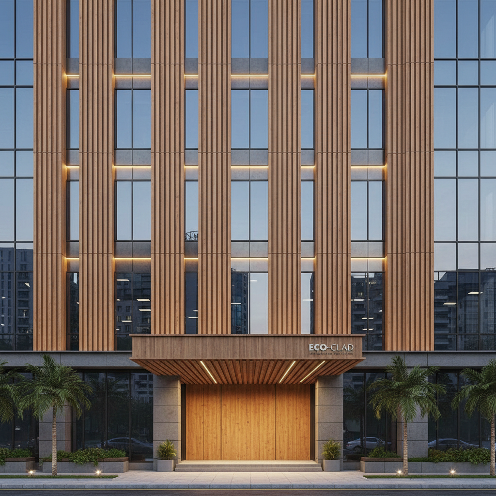 Wpc Fluted Panel For Commercial Facade Cladding