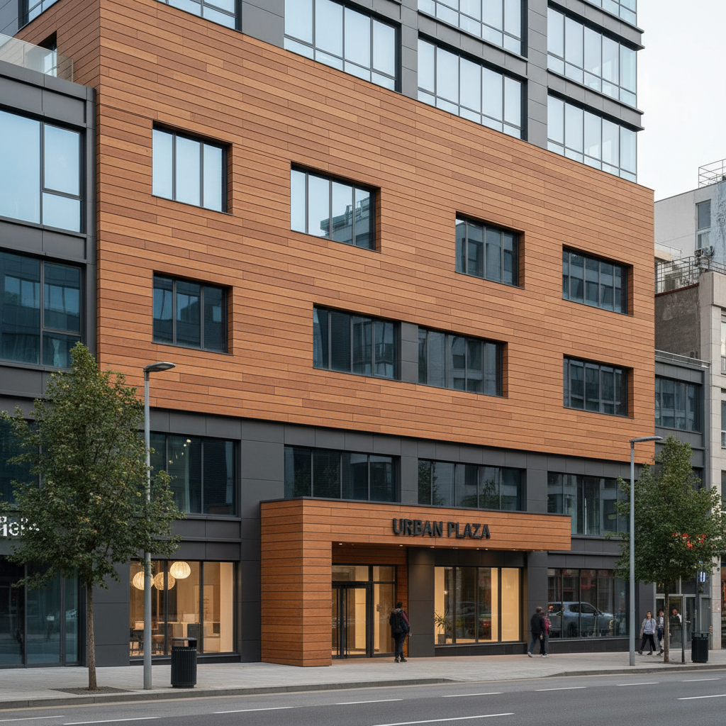 Wpc Wood Panel For Commercial Facade Cladding