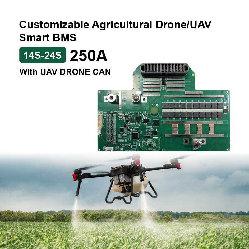 Customizable 14S-24S 250A agricultural drone Smart BMS with UAV DRONE CAN