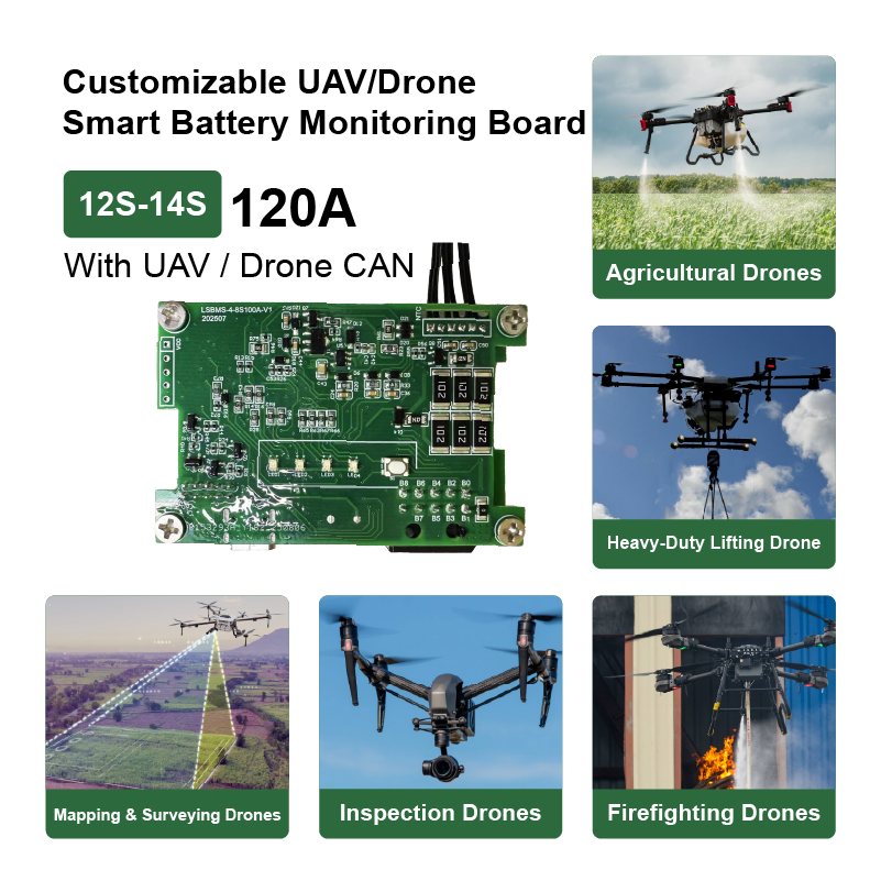 Customizable 12S–14S 120A Drone UAV Smart Battery Monitoring Board
