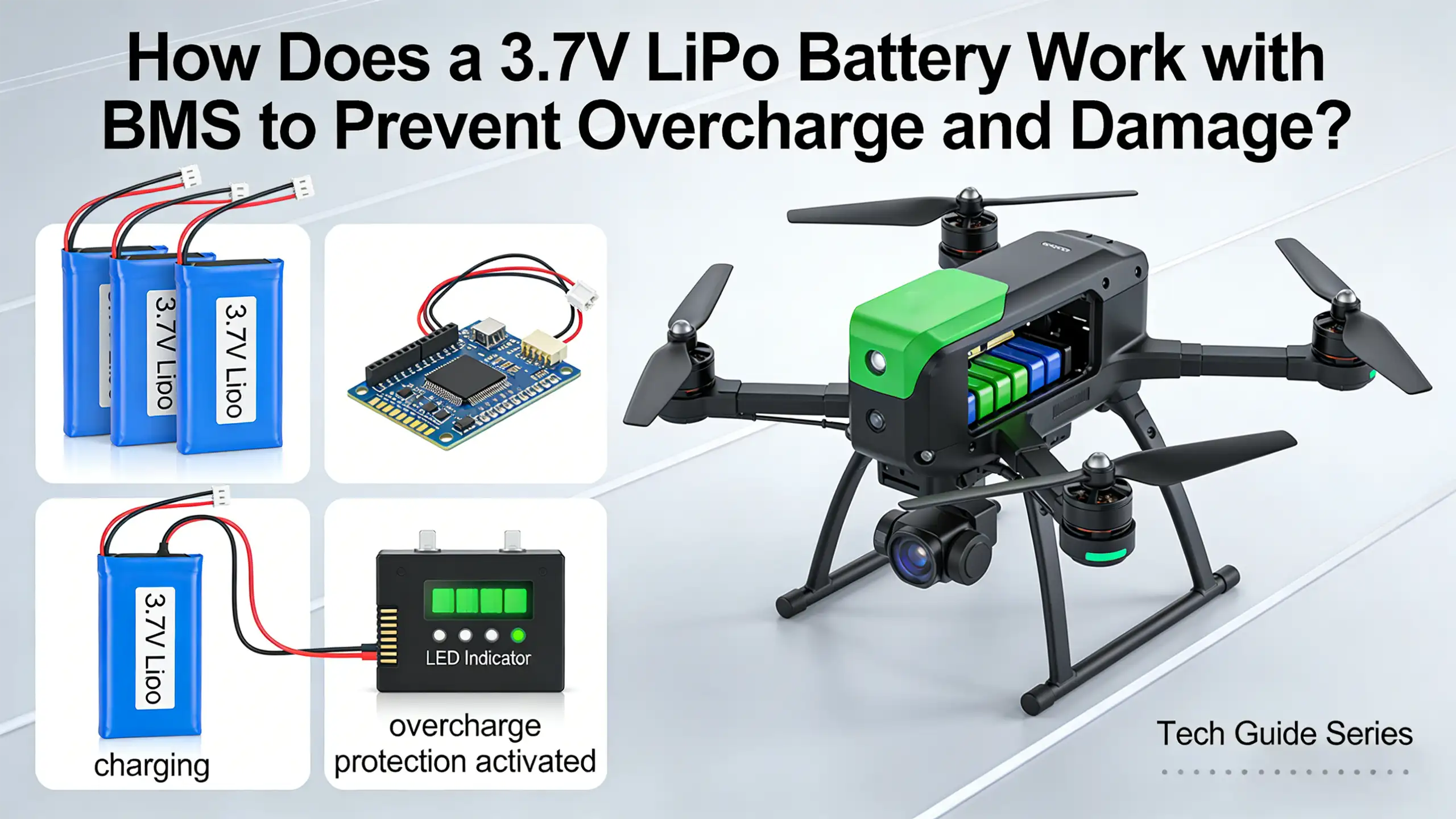 Hur fungerar ett 3,7V LiPo-batteri med BMS för att förhindra överladdning?