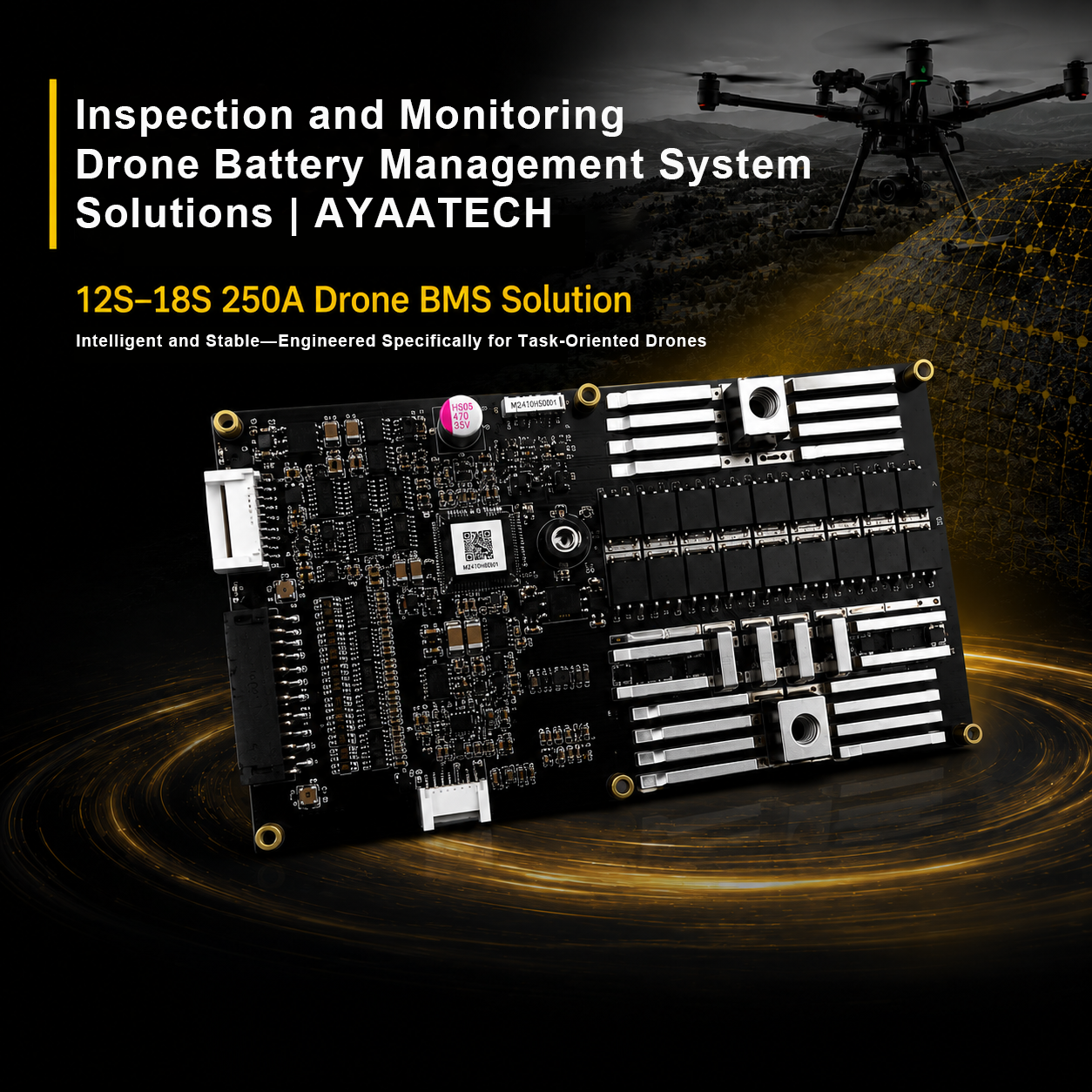 12S-18S 250A Drone BMS for Civilian UAV Systems | Smart UAV Power